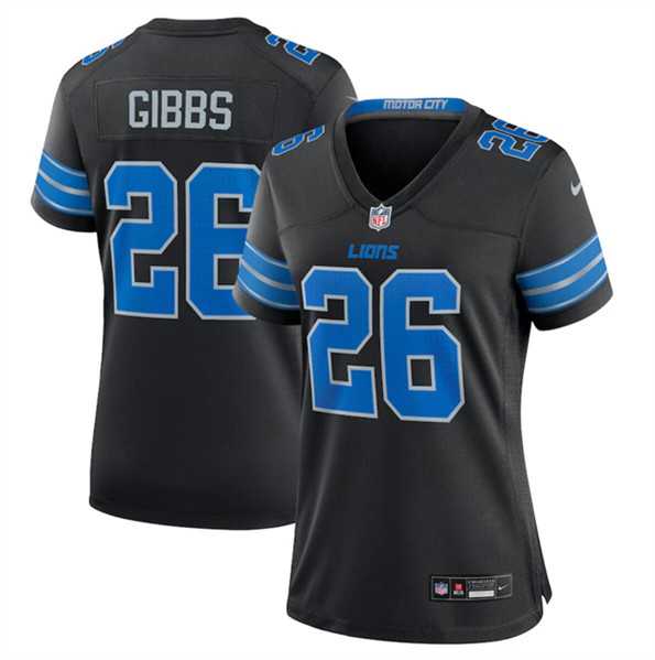 Womens Detroit Lions #26 Jahmyr Gibbs Black 2nd Alternate Stitched Jersey Dzhi